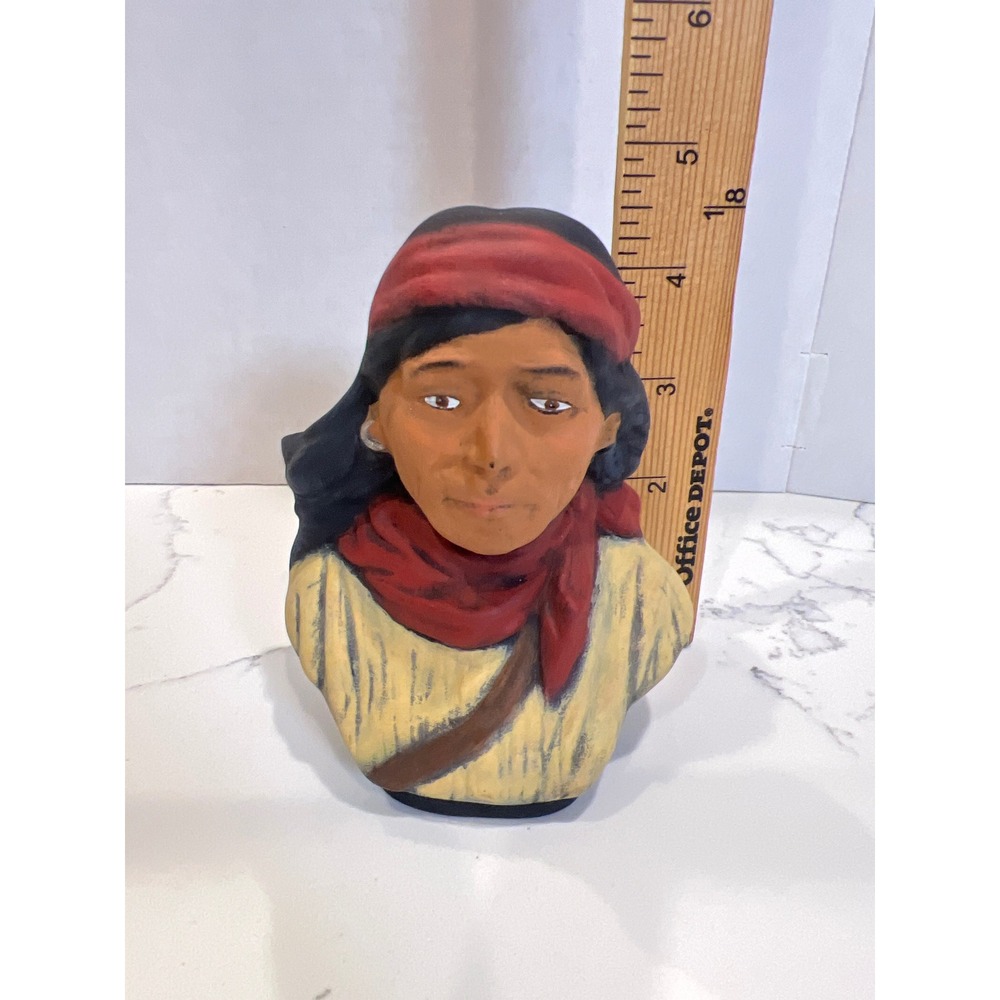 Native American Woman Ceramic Bust Hand Painted -Scioto Mold 1987‎ - Picture 7 of 7